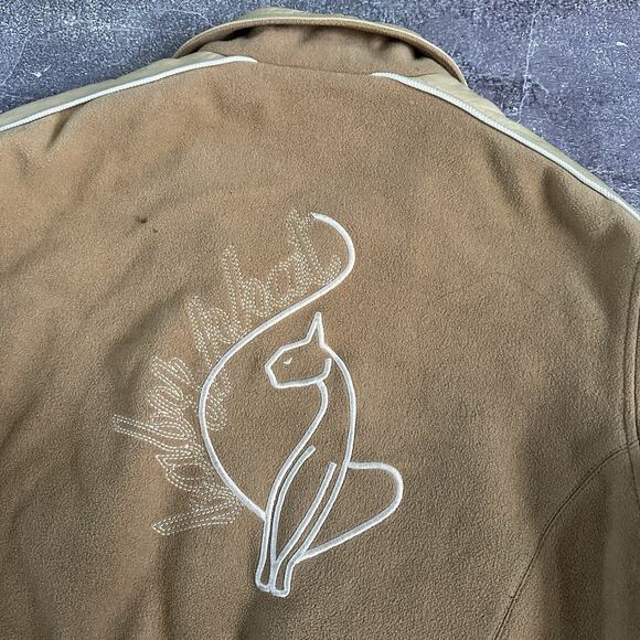 Womens Vintage Y2K Baby Phat Spell Out Brown Quilted Cropped Bomber Jacket Sz XL - Picture 6 of 6